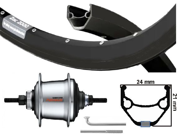 Shim ryde achterwiel 28 inch 622 zilver zwart nexus 7 schijf centerlock