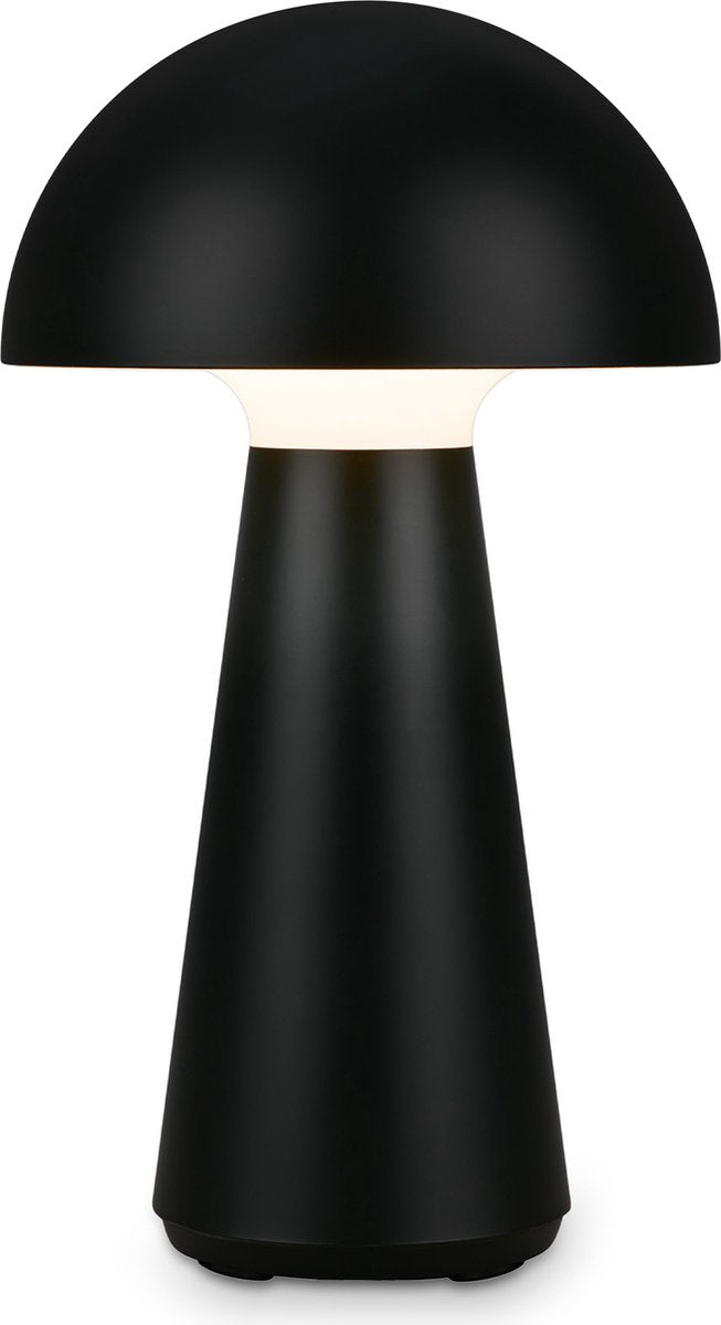 Briloner - fungo - led accu tafellamp, traploos dimbaar, touch, mobiel licht, led tafellamp buiten, led tafellamp snoerloos, mat zwart