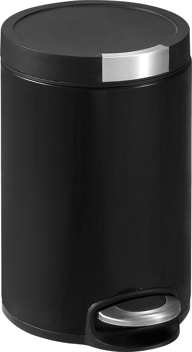 Eko - artistic pedaalemmer 12 liter - stainless steel plastic - mat zwart - prullenbak