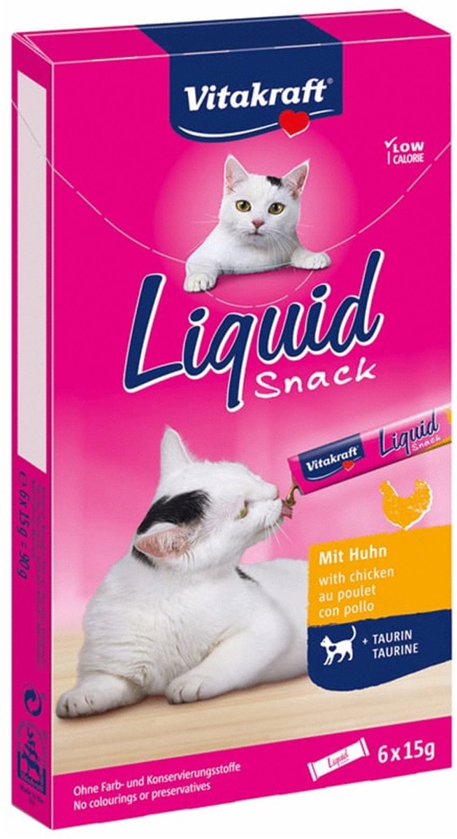 Vitakraft liquid snack - kip - kattensnack - 6 st