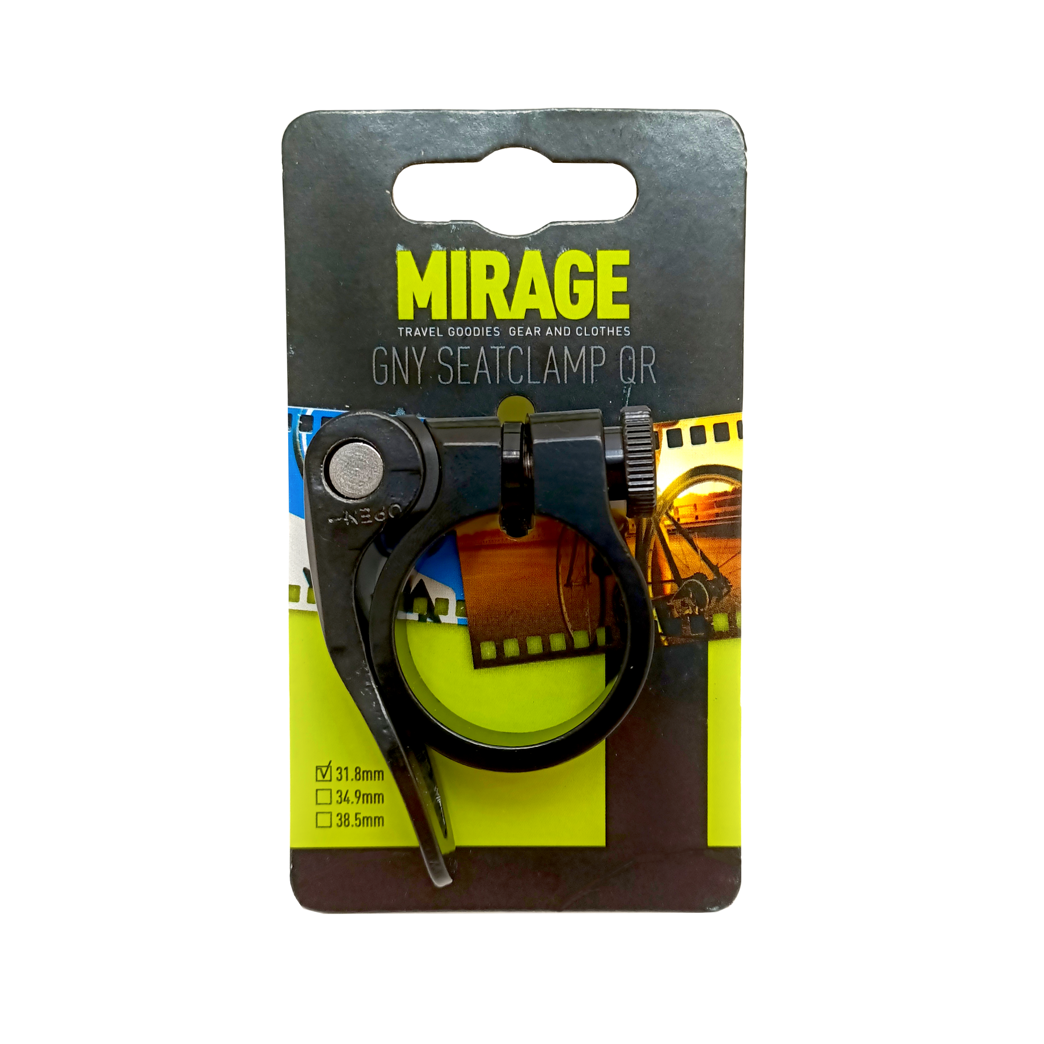 Collier de tige de selle Mirage à dégagement rapide 31,8 mm noir (paquet suspendu)