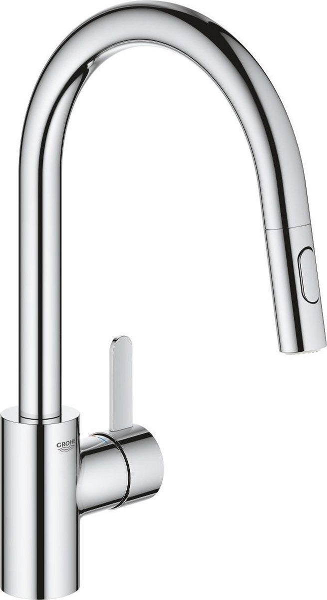 Grohe eurosmart cosmopolitan keukenkraan - hoge uitloop - 360° draaibereik - met uittrekbare handdouche en 2 straalsoorten - chroom