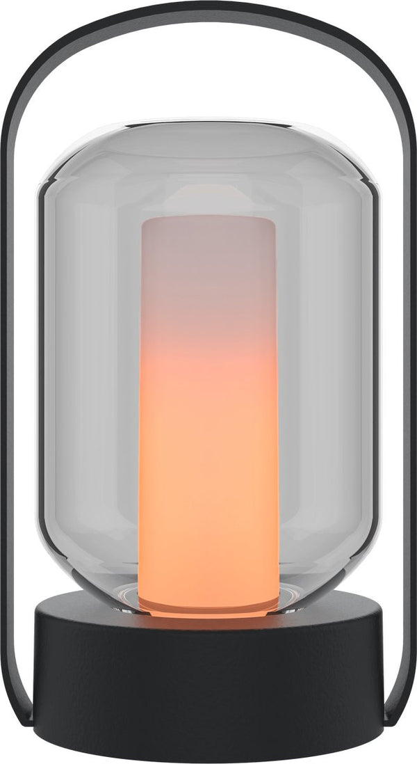 Calex oplaadbare tafellamp como - draadloos - vuureffect - warm wit licht - accu - touch - waterdicht - decoratie voor tuin, woonkamer, slaapkamer - sfeerverlichting - zwart