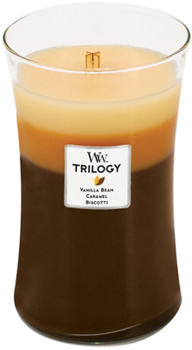 Woodwick hourglass trilogy large geurkaars - cafe sweets - 130 branduren
