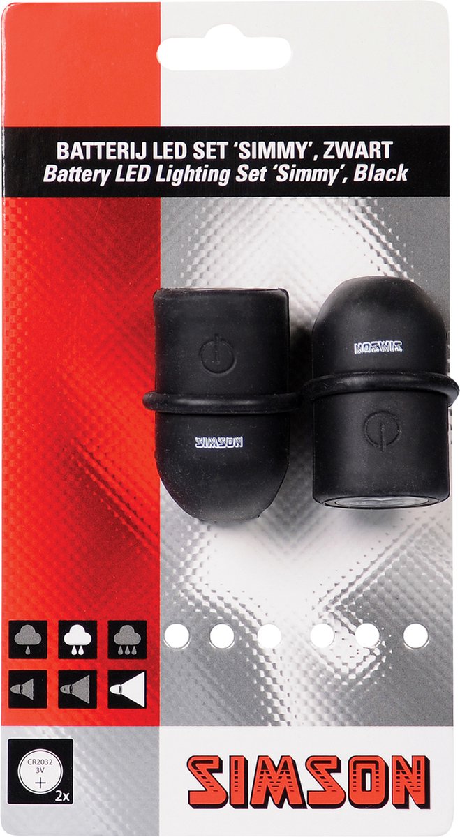 Simson Batterie LED set '' Simmy '', 3 LEDs, 29 LUX 13.5 LUX noir
