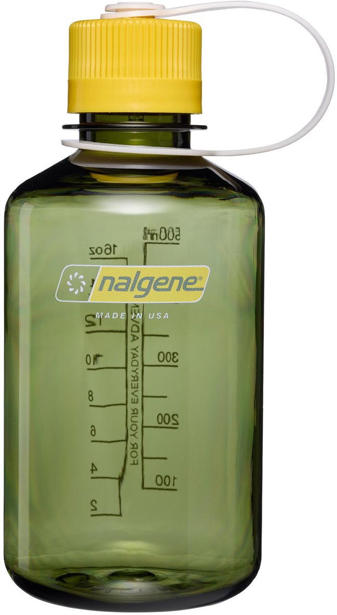 Nalgene - narrow-mouth bottle - drinkfles - waterfles - 500ml - oil green w freesia sustain nieuw!