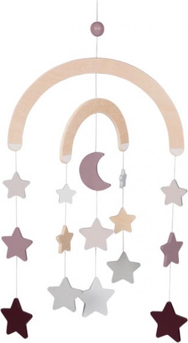 Goki mobiel: maan en sterren lifestyle mauve 39x45cm, hout