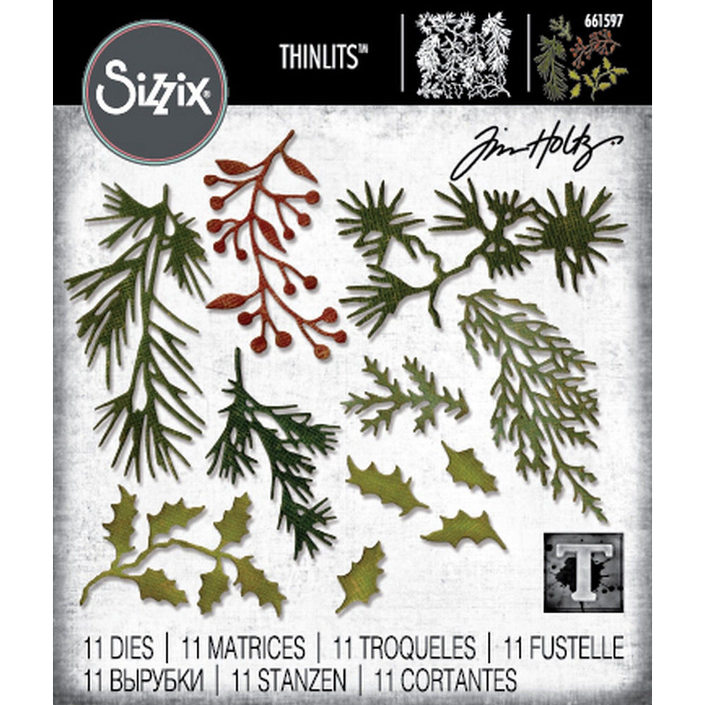 Sizzix • thinlits die set 11pcs holiday greens mini by tim holtz