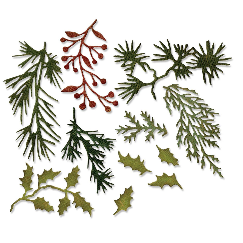 Sizzix • thinlits die set 11pcs holiday greens mini by tim holtz