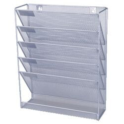 Wandfolderhouder viking 105x405x325mm zilver 5 vakken