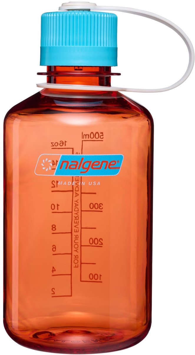 Nalgene - narrow-mouth bottle - drinkfles - waterfles - 500ml - flame w blue atoll sustain nieuw!