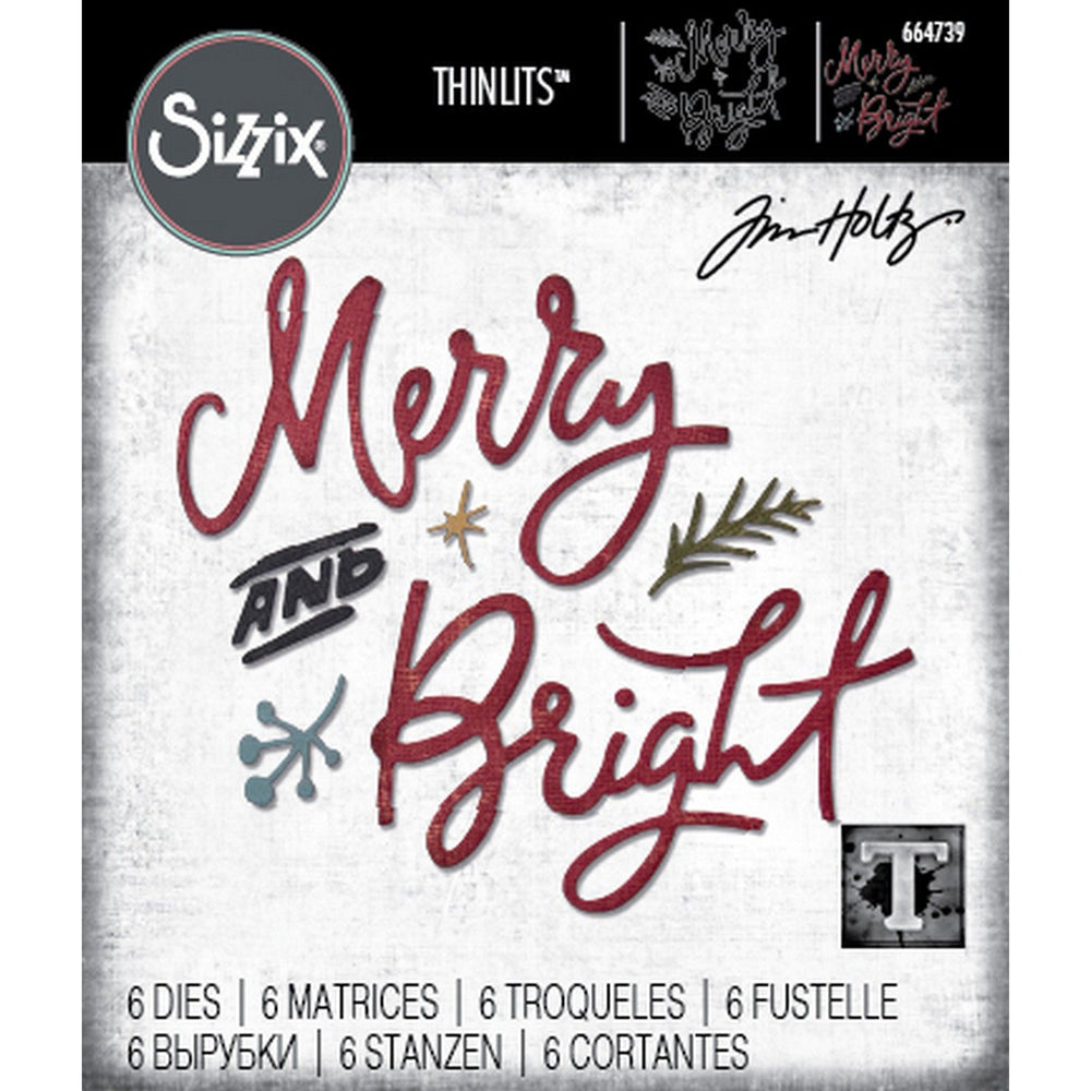 Sizzix • thinlits die set 6pcs merry bright by tim holtz