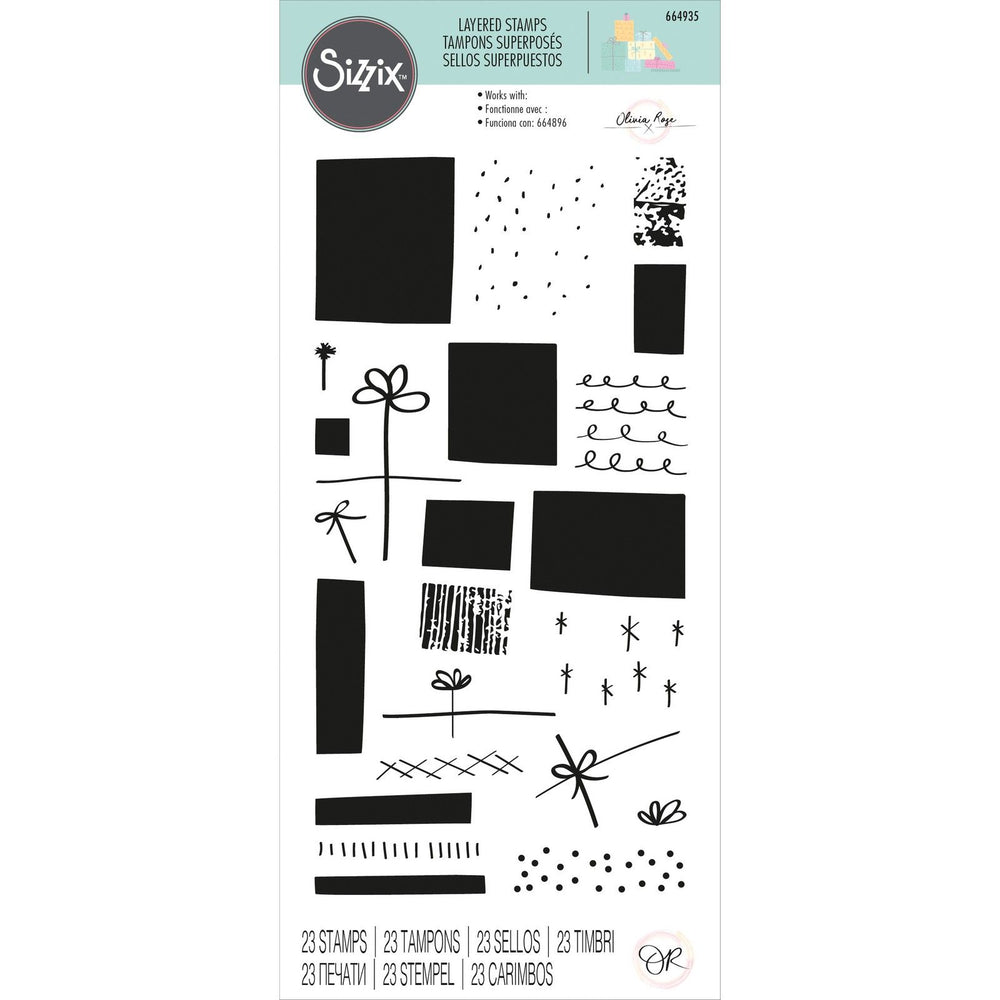 Sizzix • layered clear stamps giftwrap 23pcs