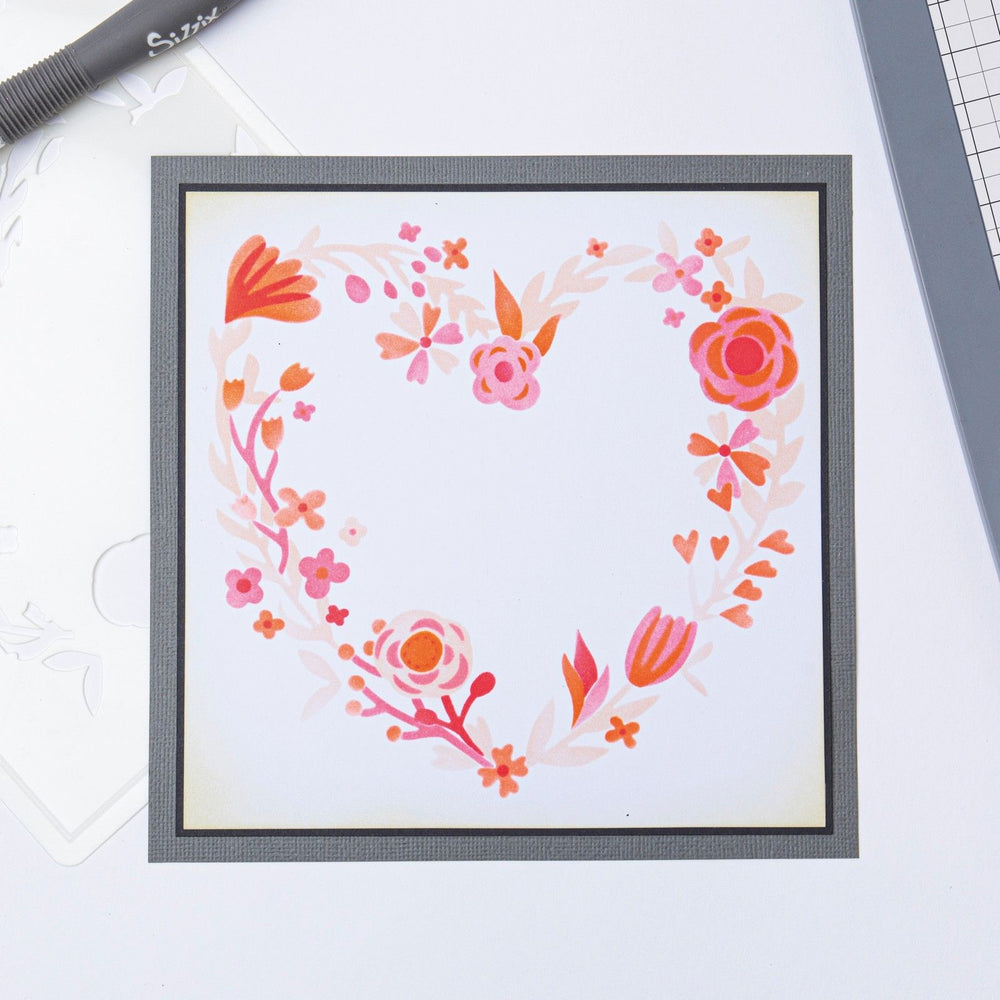 Sizzix • layered stencils heart wreath 4pieces