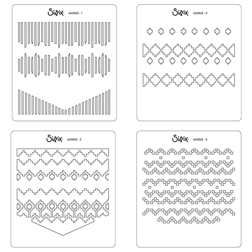 Sizzix • layered stencils textile 4pieces