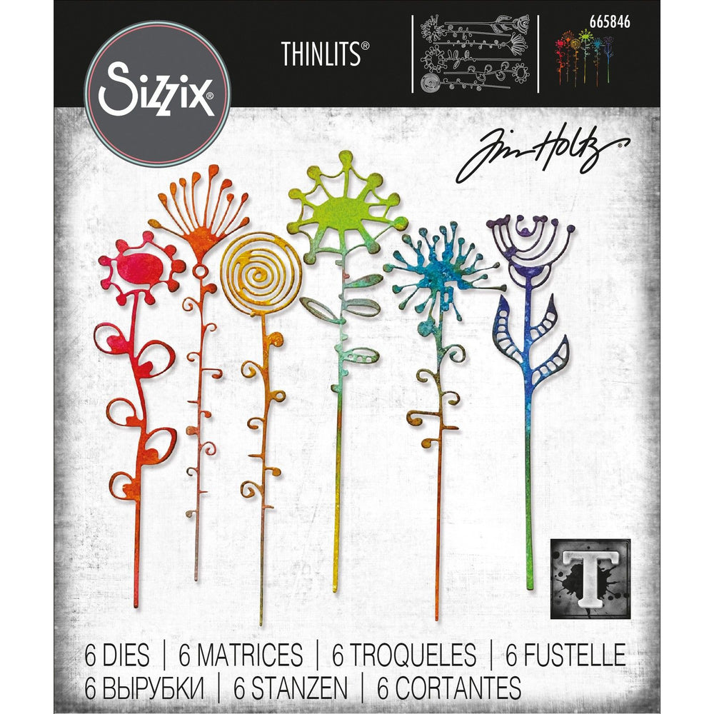 Sizzix • tim holtz thinlits die set artsy stems 6pcs