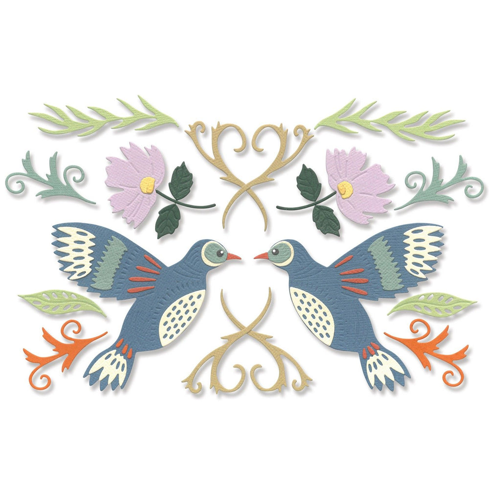 Sizzix • thinlits die set birds blossoms