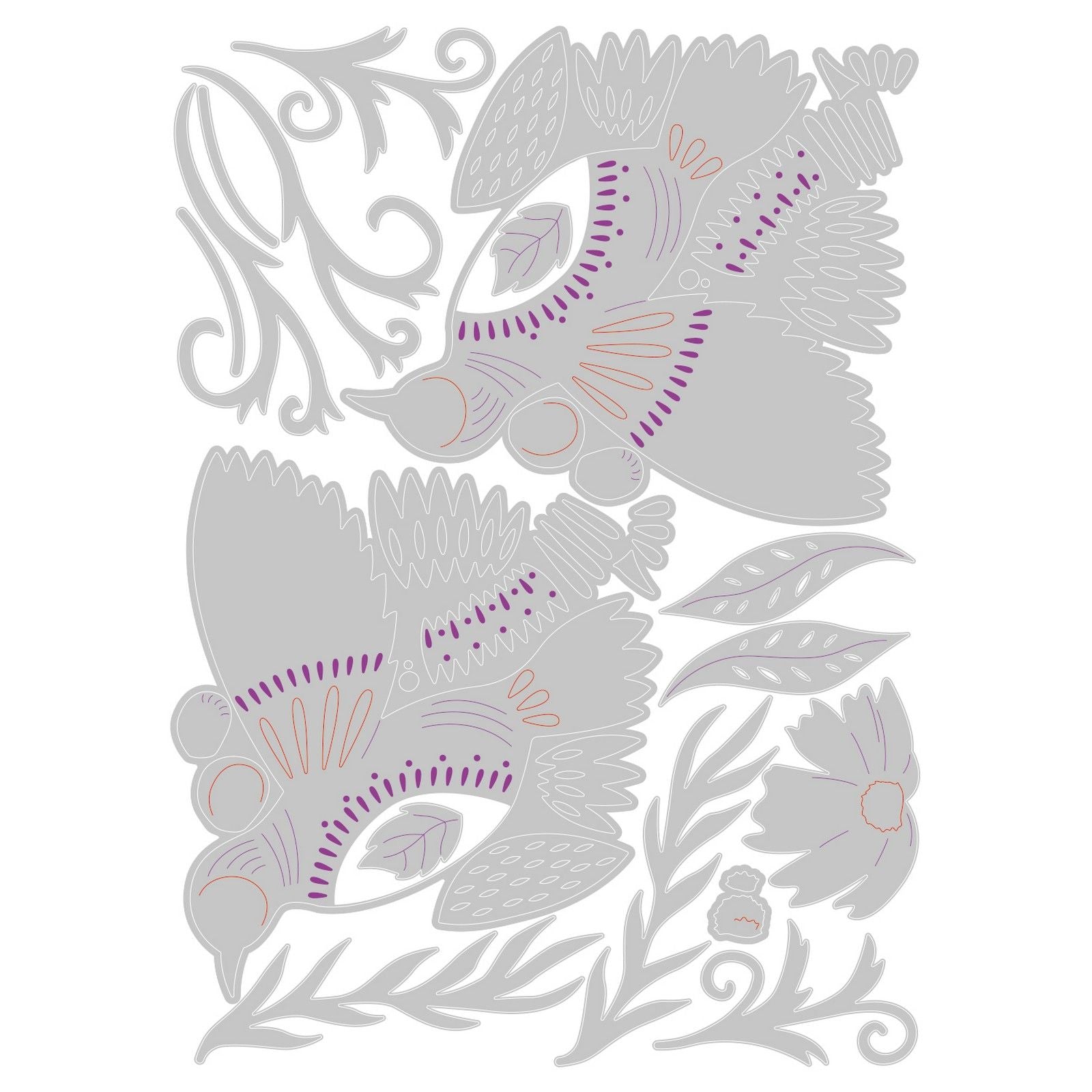 Sizzix • thinlits die set birds blossoms