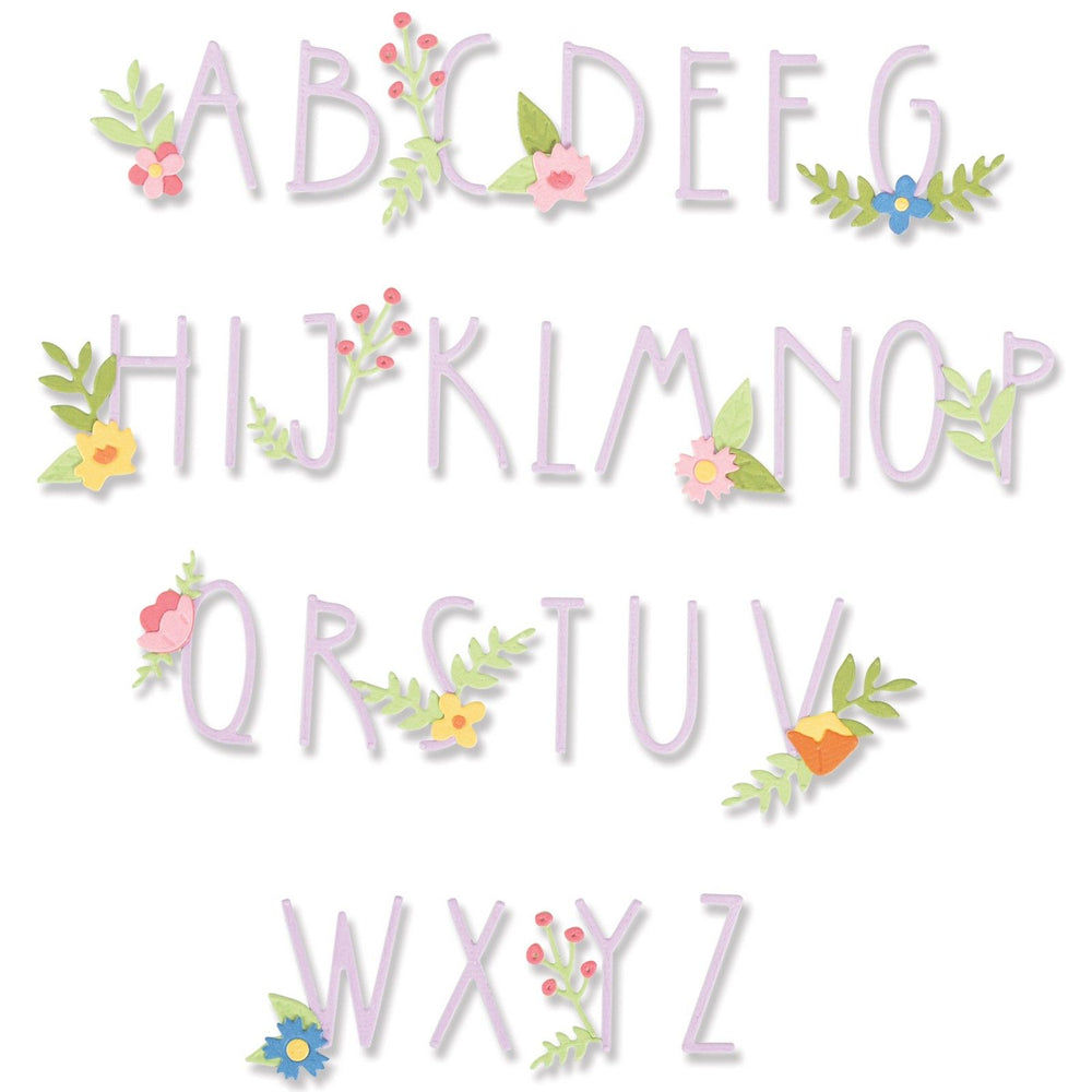 Sizzix • thinlits die set floral alphabet by alexis trimble