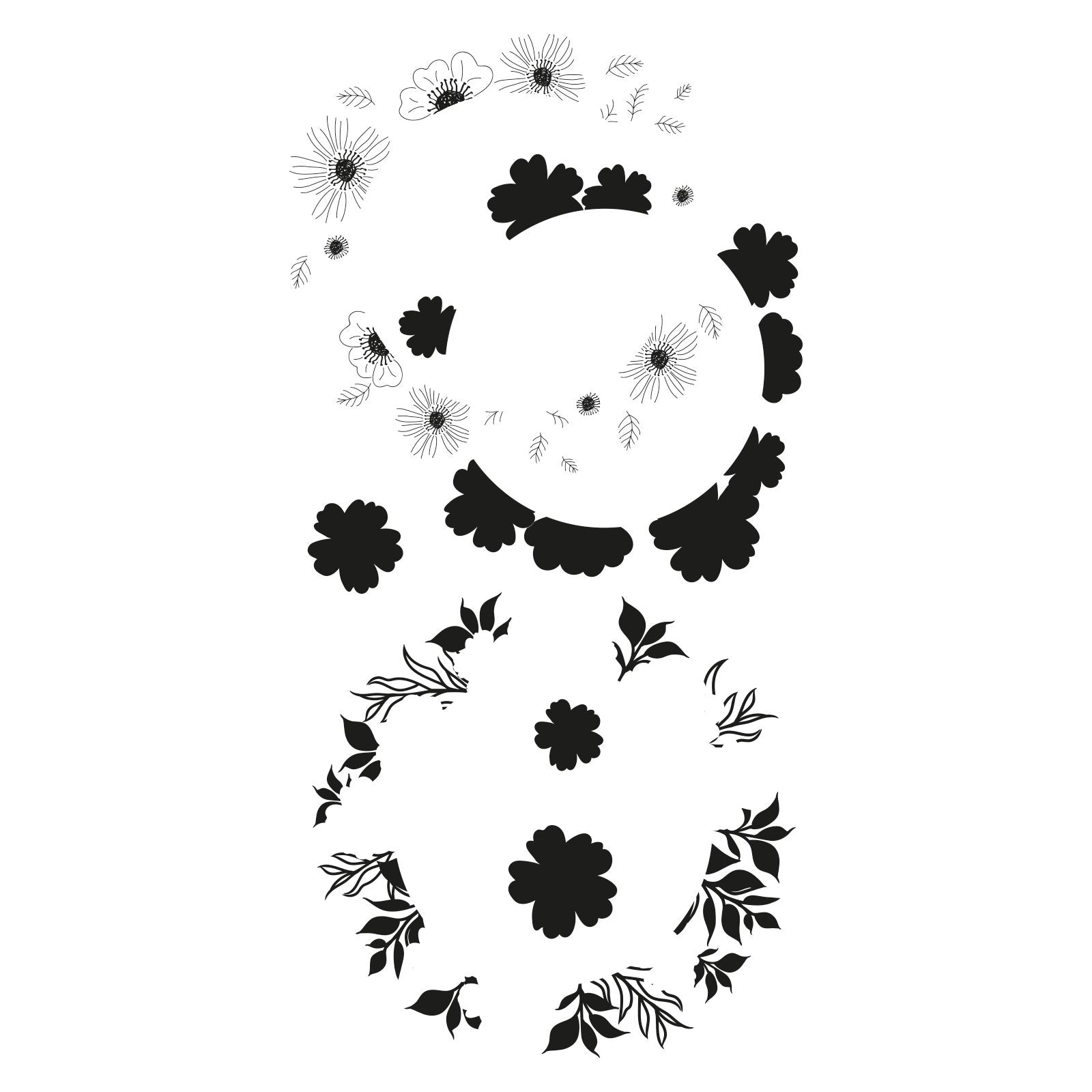 Sizzix • layered clear stamps botanic wreath 6pcs