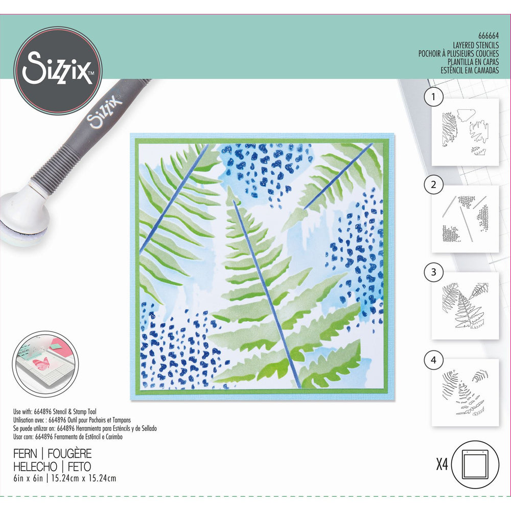 Sizzix • layered stencil fern 4pcs