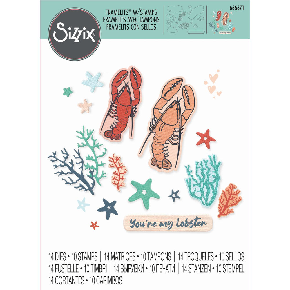 Sizzix • framelits die set with stamps you're my lobster 24pcs