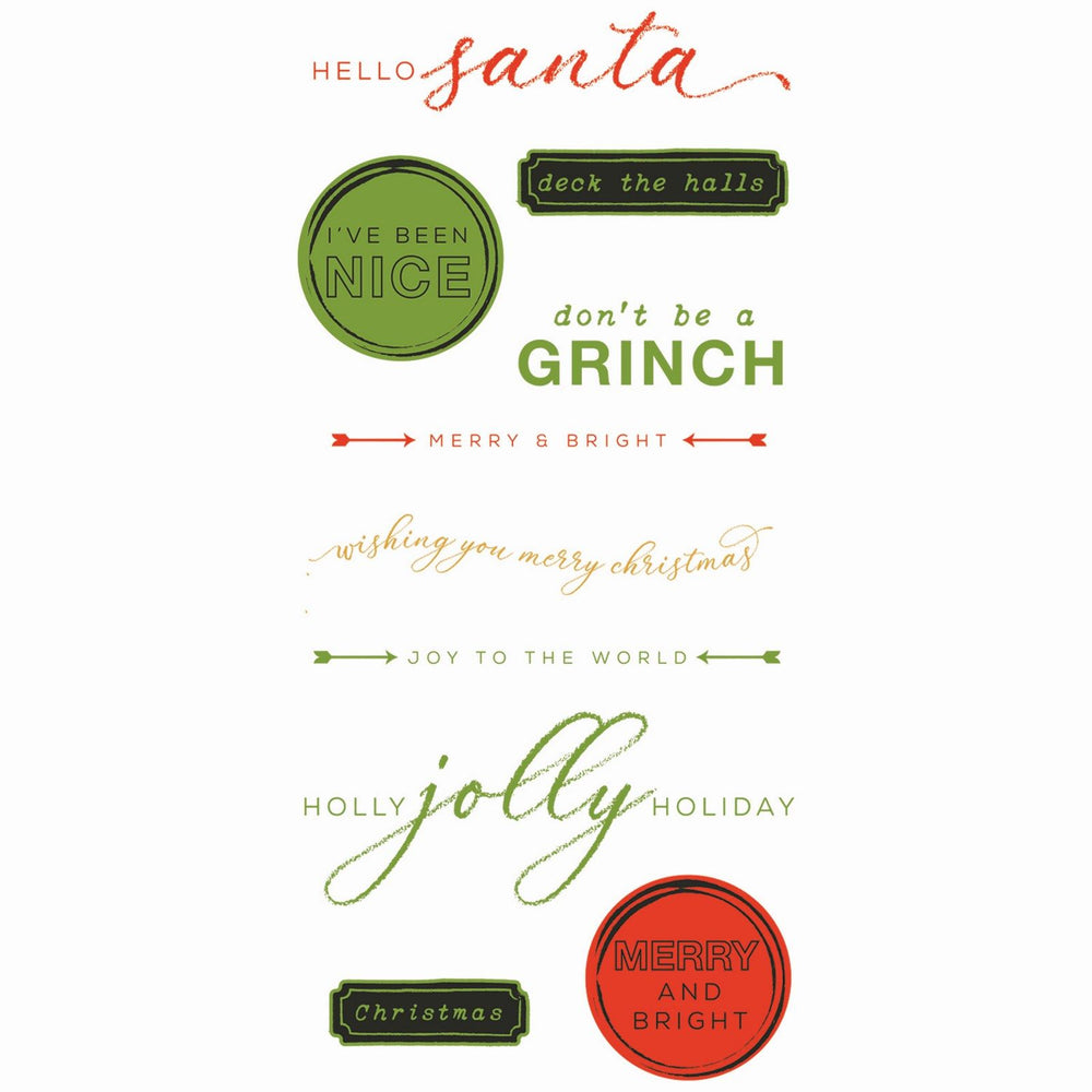 Sizzix • clear stamp set with framelits die jolly sentiments 14pcs