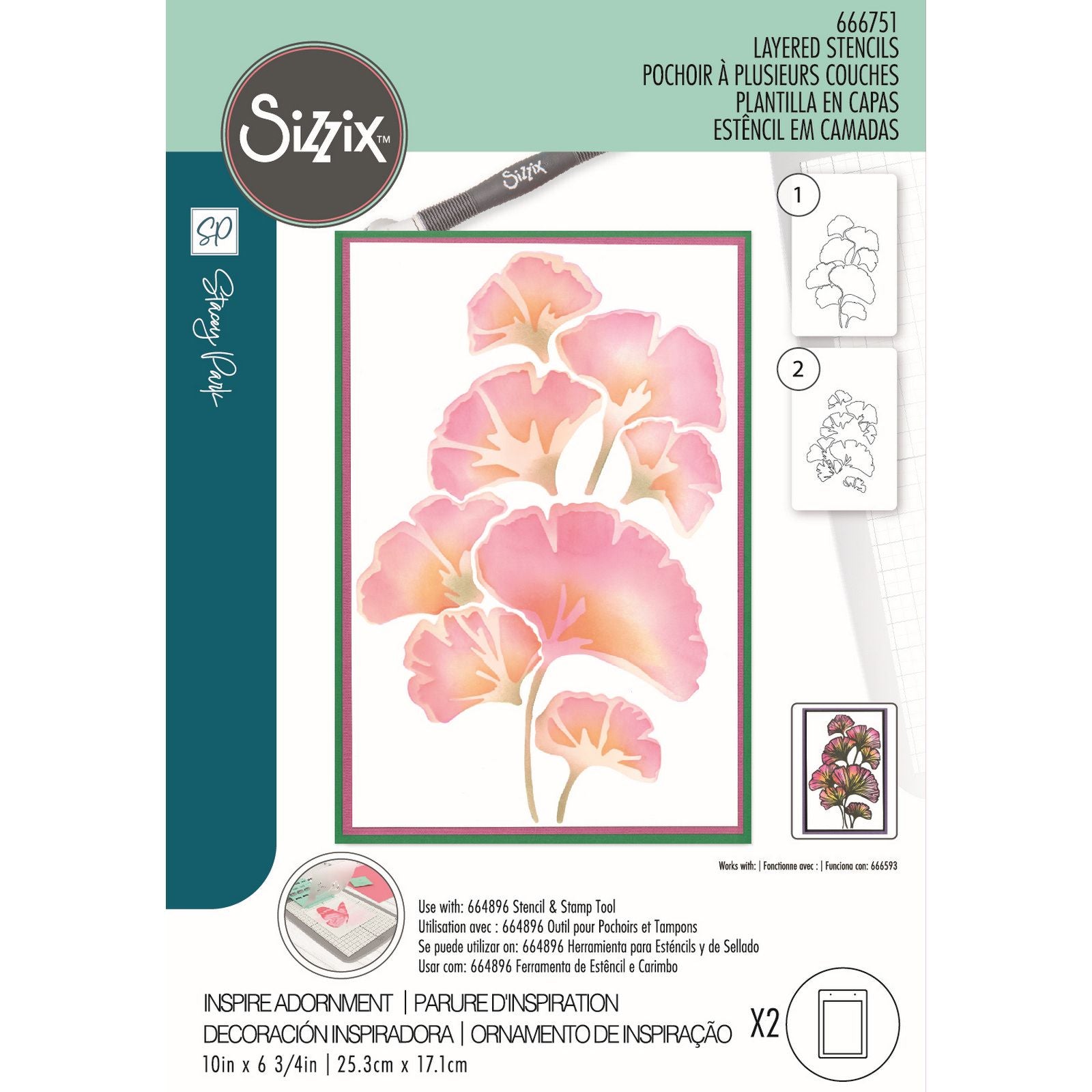 Sizzix • cosmopolitan stencil a5 inspire adornment 2pcs