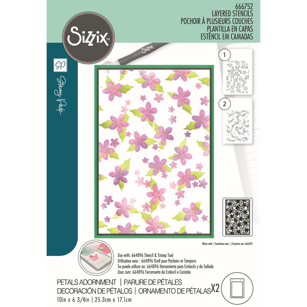 Sizzix • cosmopolitan stencil a5 petals adornment 2pcs