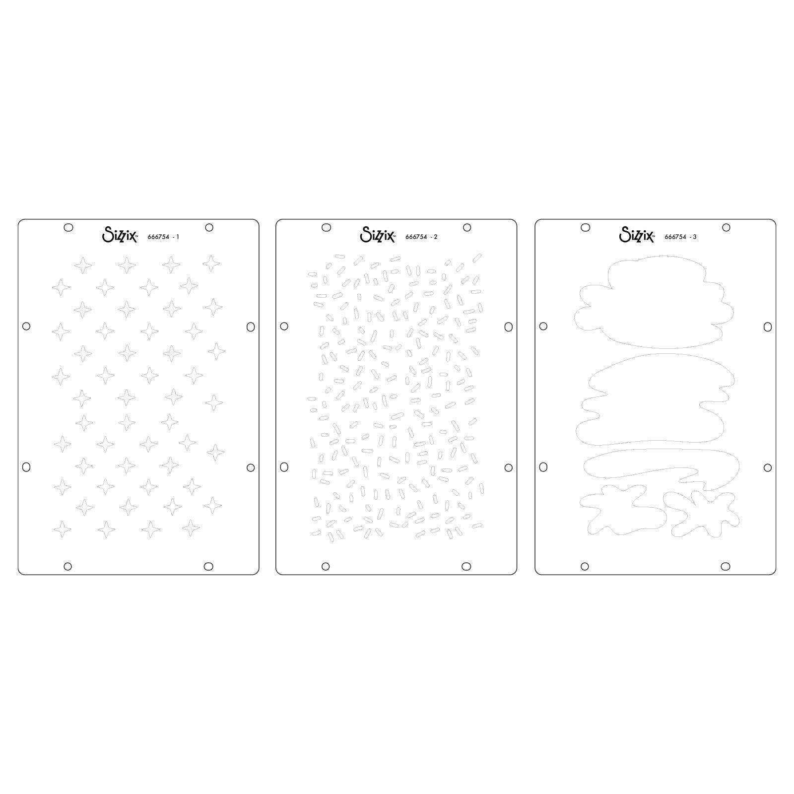 Sizzix • studio stamps set 7pcs 3pcs stencils create by cat kerr