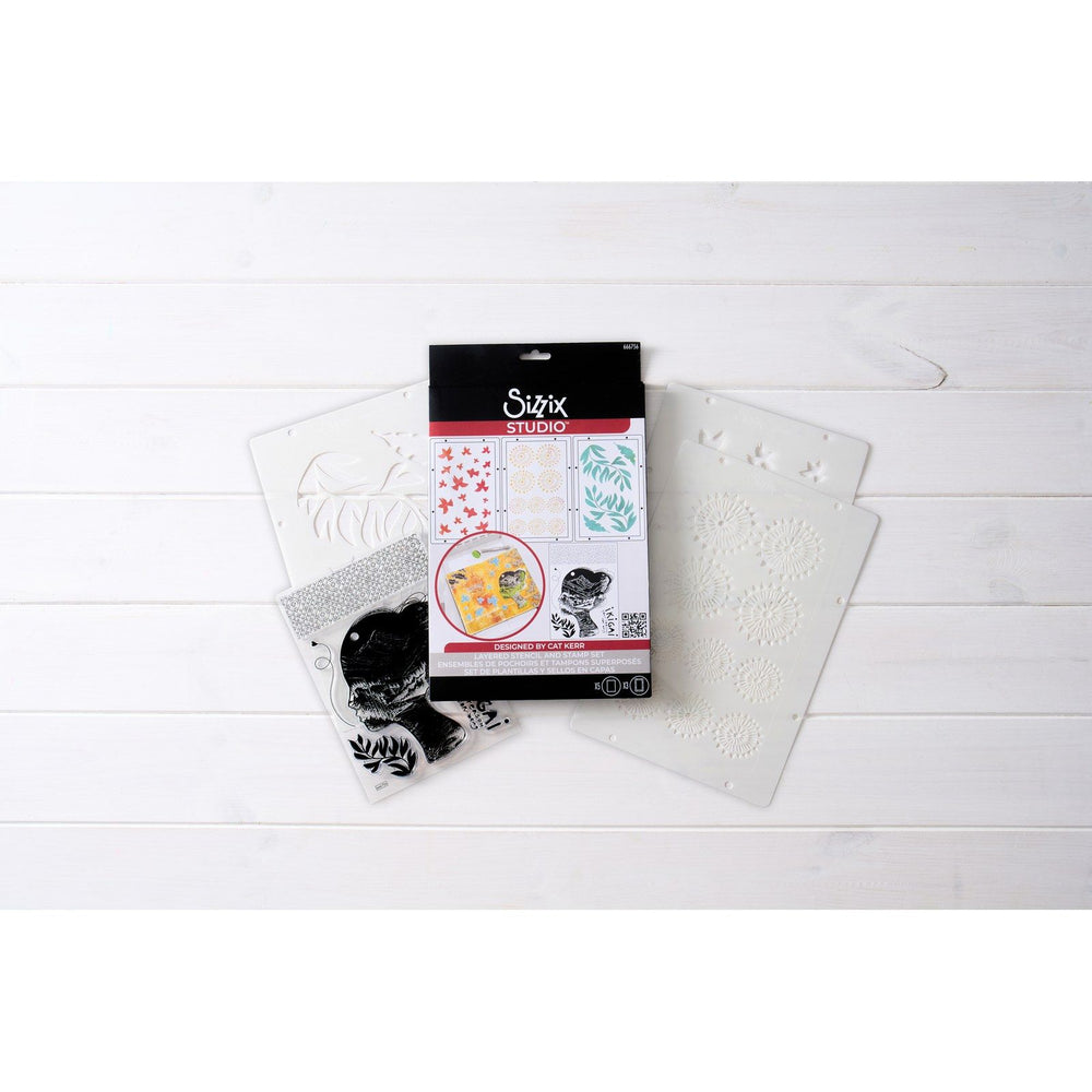 Sizzix • studio stamps set 5pcs 3pcs stencils ikigai by cat kerr