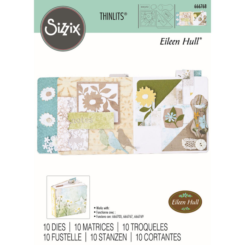 Sizzix • thinlits die set floral pocket paperclips 10pcs