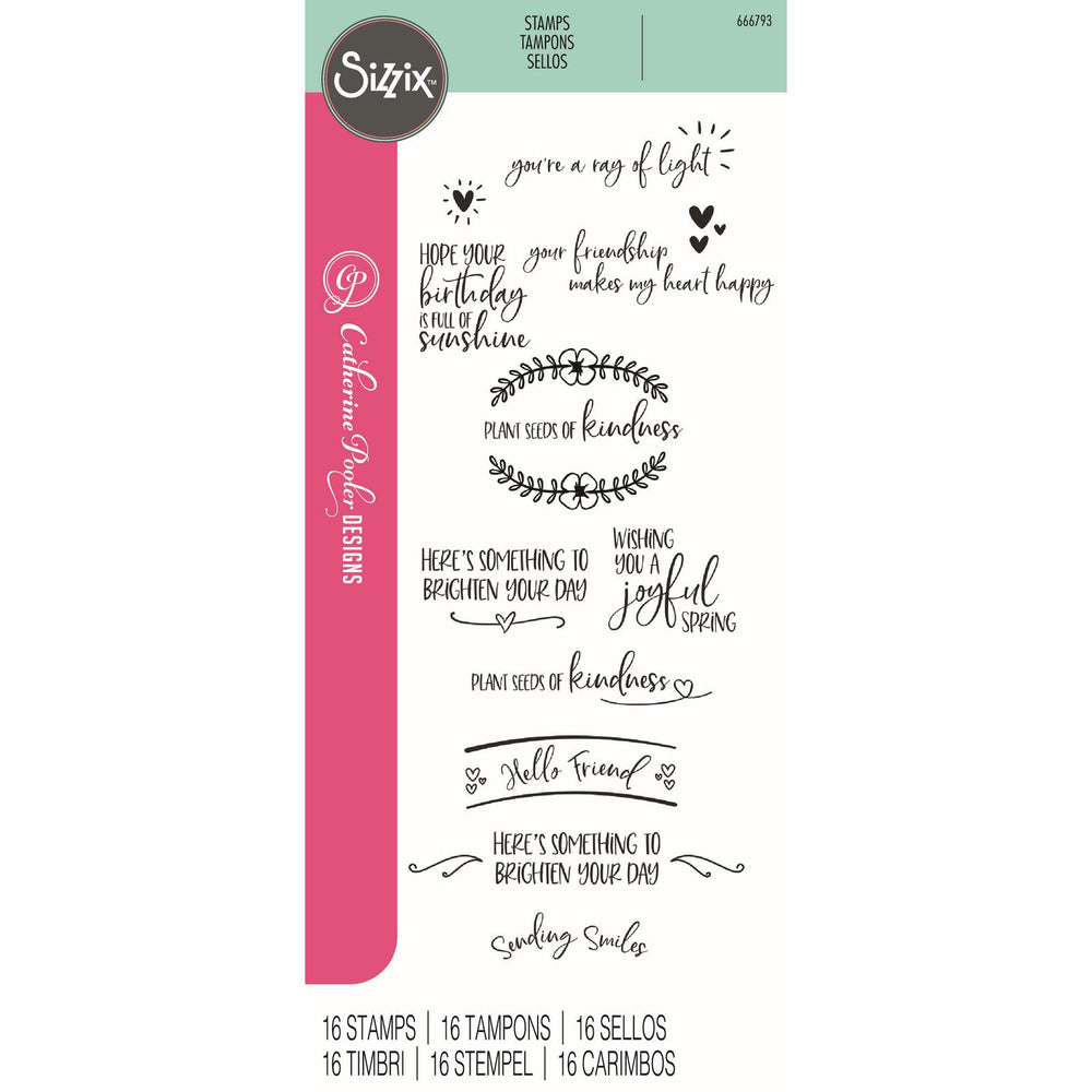 Sizzix • clear stamps sending sunshine sentiments 16pcs