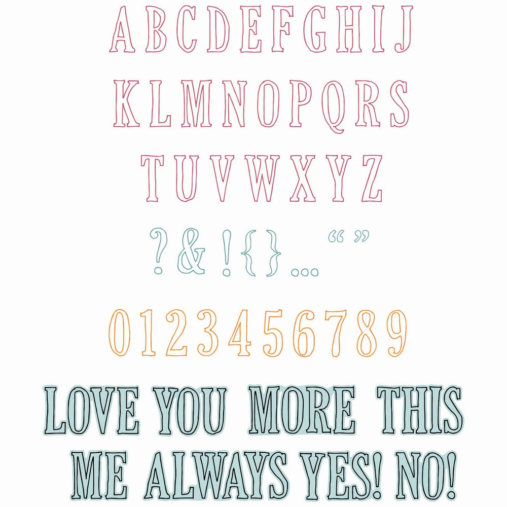 Sizzix • clear stamps with framelits fine line alpha 01 60pcs