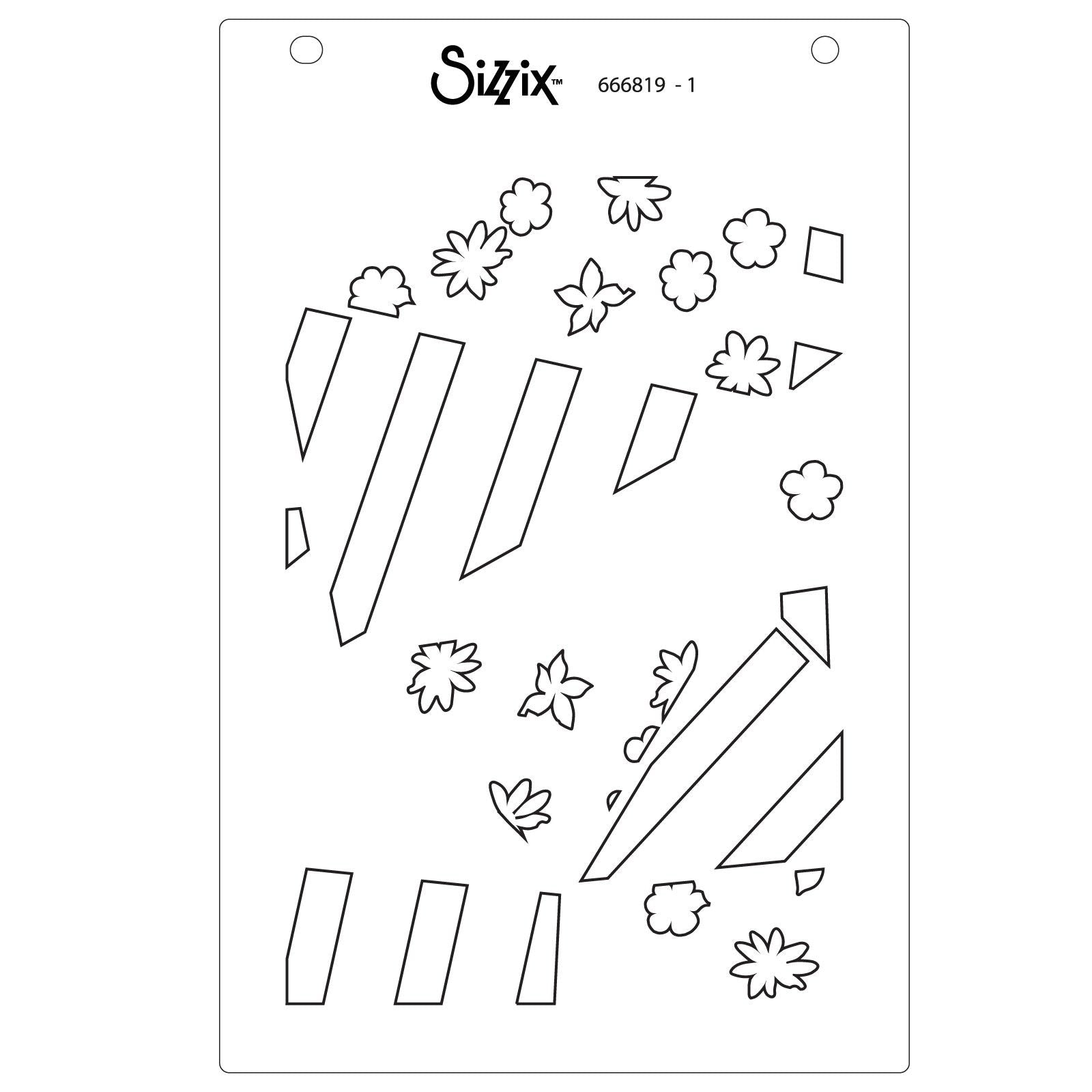 Sizzix • stencil fragmented floral nr.2 4pcs