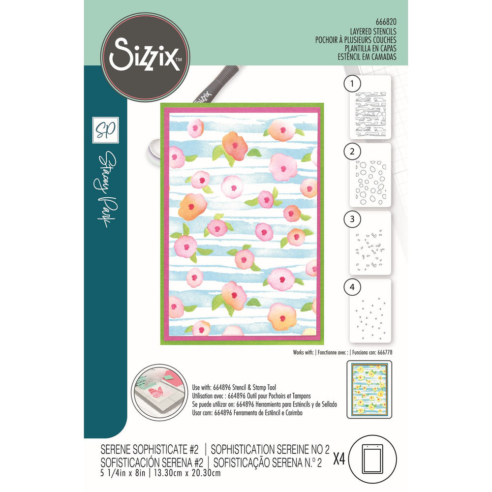Sizzix • stencil serene sophisticate nr.2 4pcs