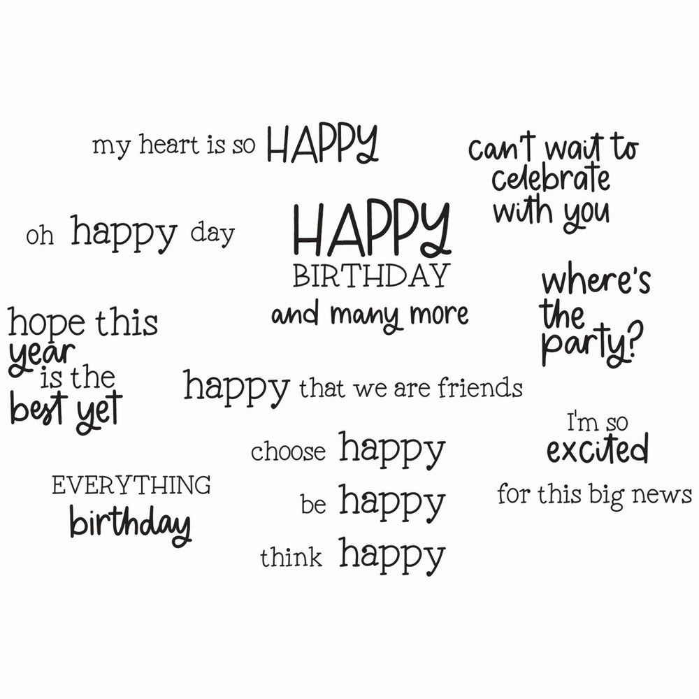 Sizzix • clear stamps set 21pcs happy everything sentiment by catherine pooler