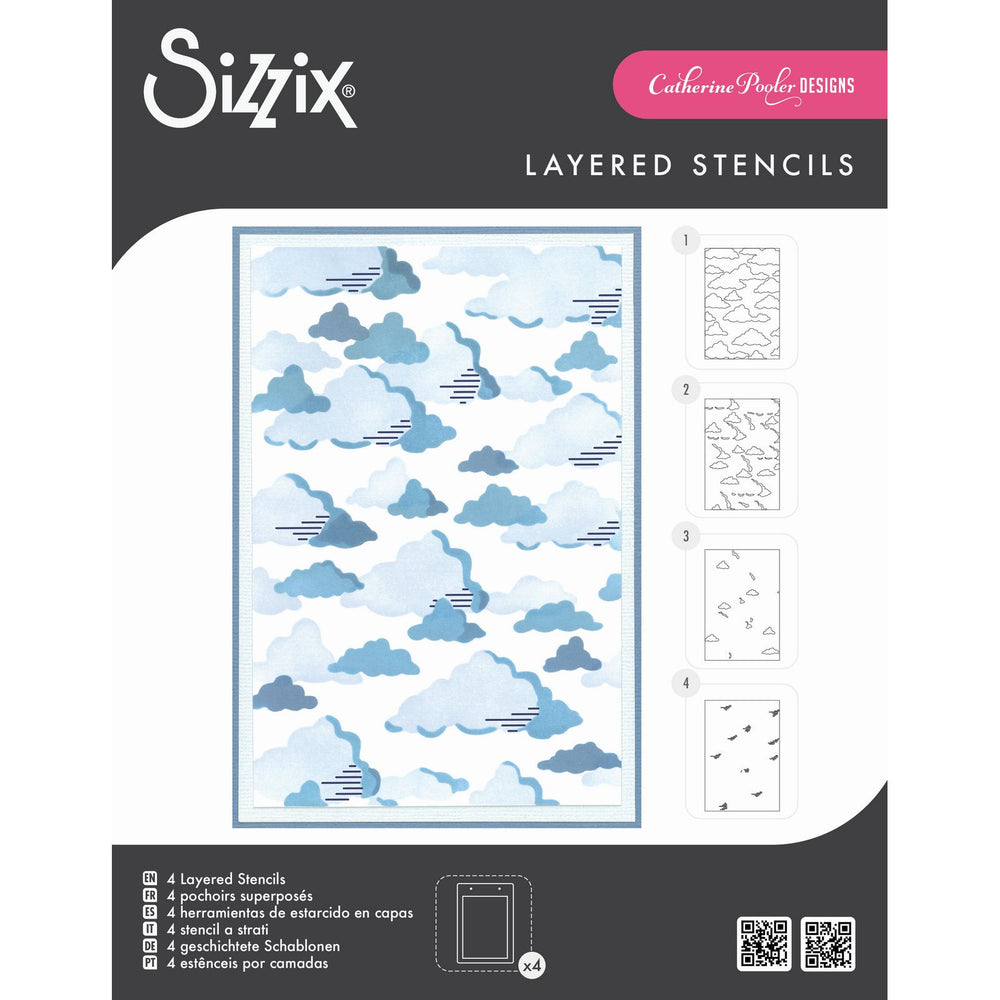 Sizzix • layered a6 stencils 4pcs in the clouds by catherine pooler