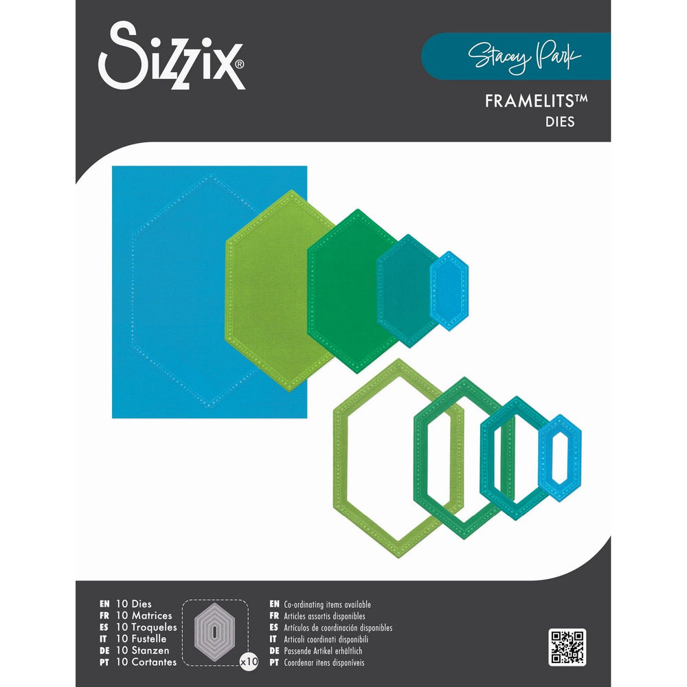 Sizzix • framelits die set 10pcs -framelits reversed belinda stitched hexagons by stacey park