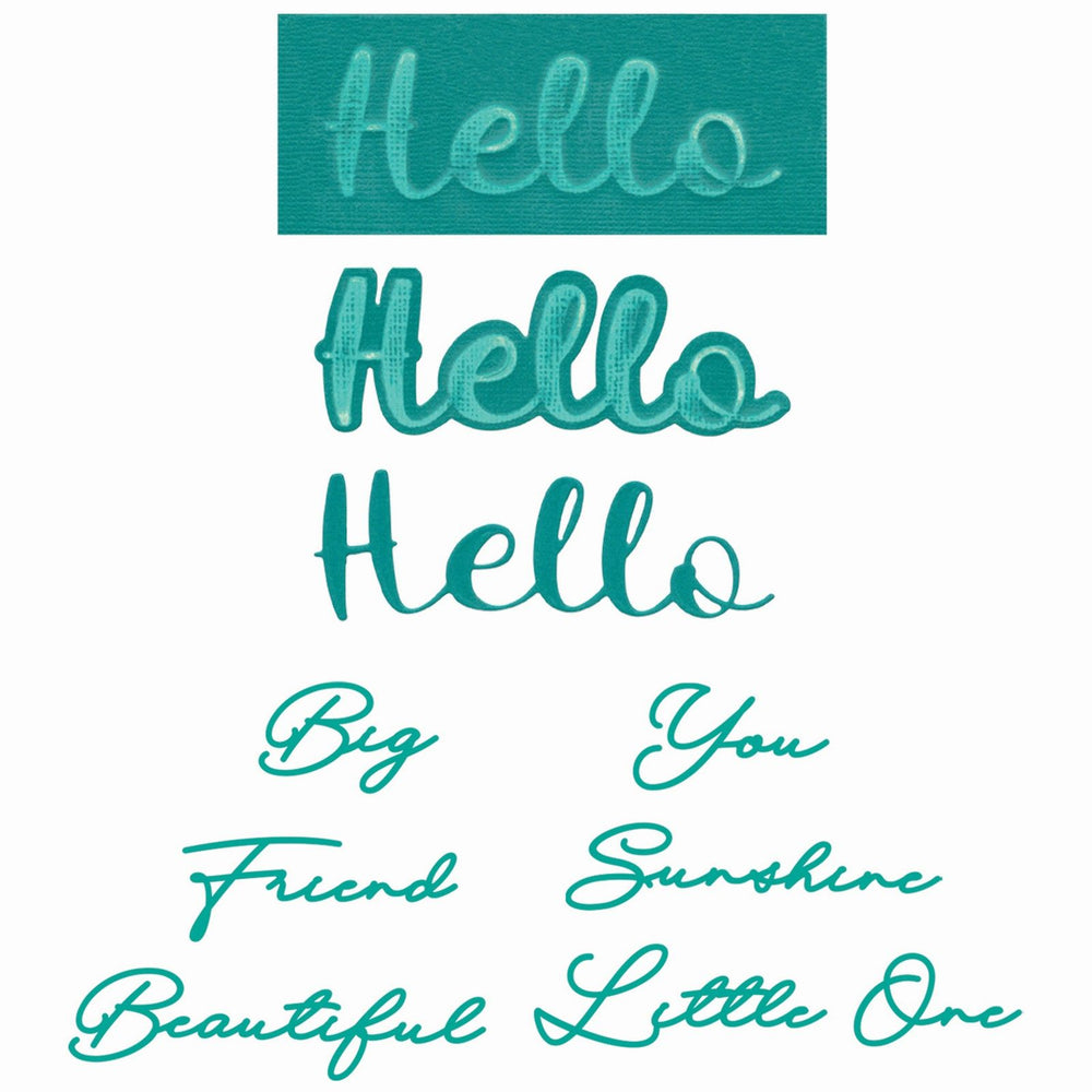 Sizzix • thinlits die set 10pcs take two's, hello sentiment by stacey park