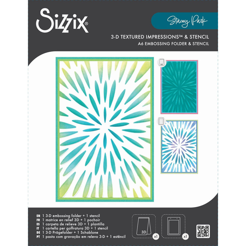 Sizzix • 3-d tief a6 stencil burst of bright by stacey park