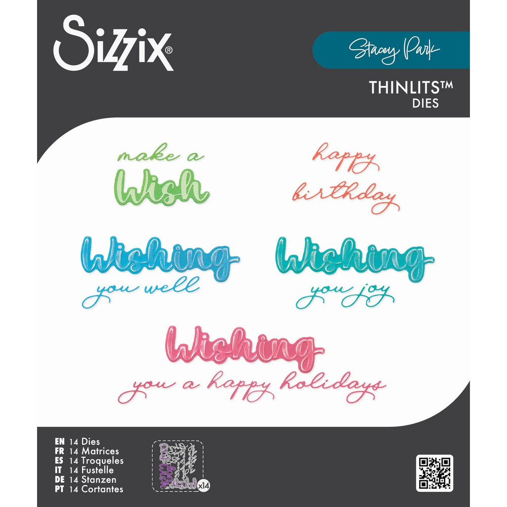 Sizzix • thinlits die set 14pcs take two’s, wish sentiment by stacey park
