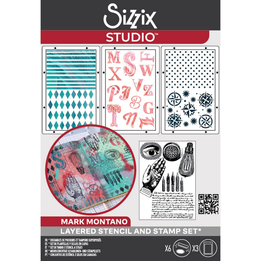 Sizzix • studio: a5 clear stamps 3pcs a5 stencils my favorite things by mark montano