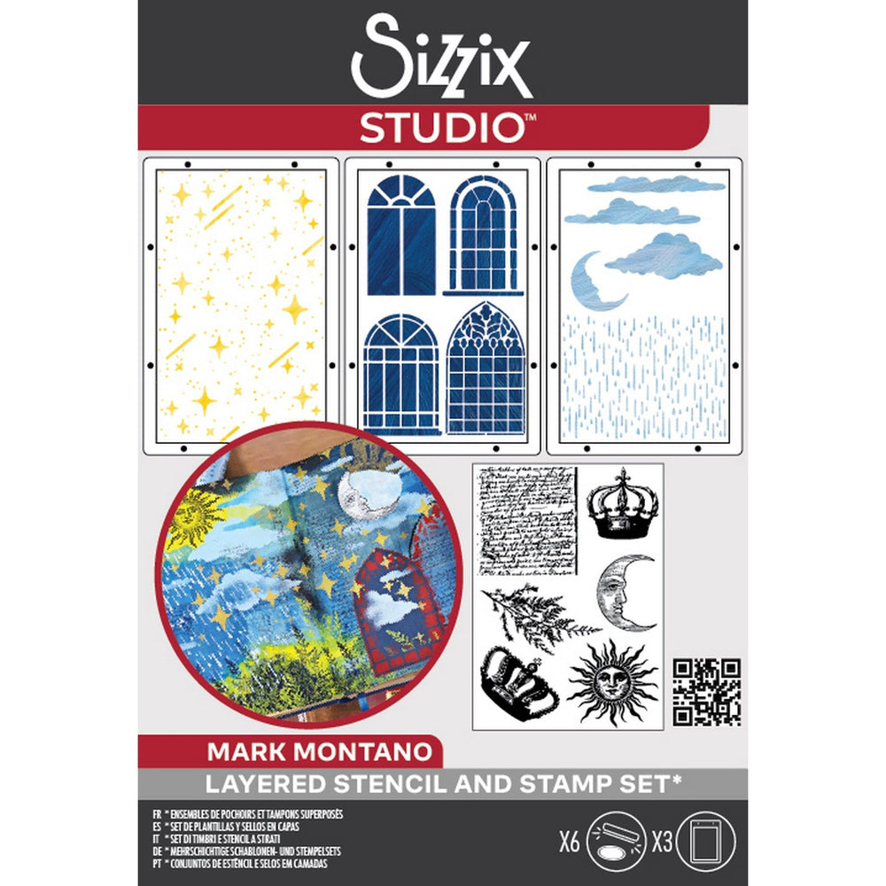 Sizzix • studio: a5 clear stamps 3pcs a5 stencils weather wonder by mark montano