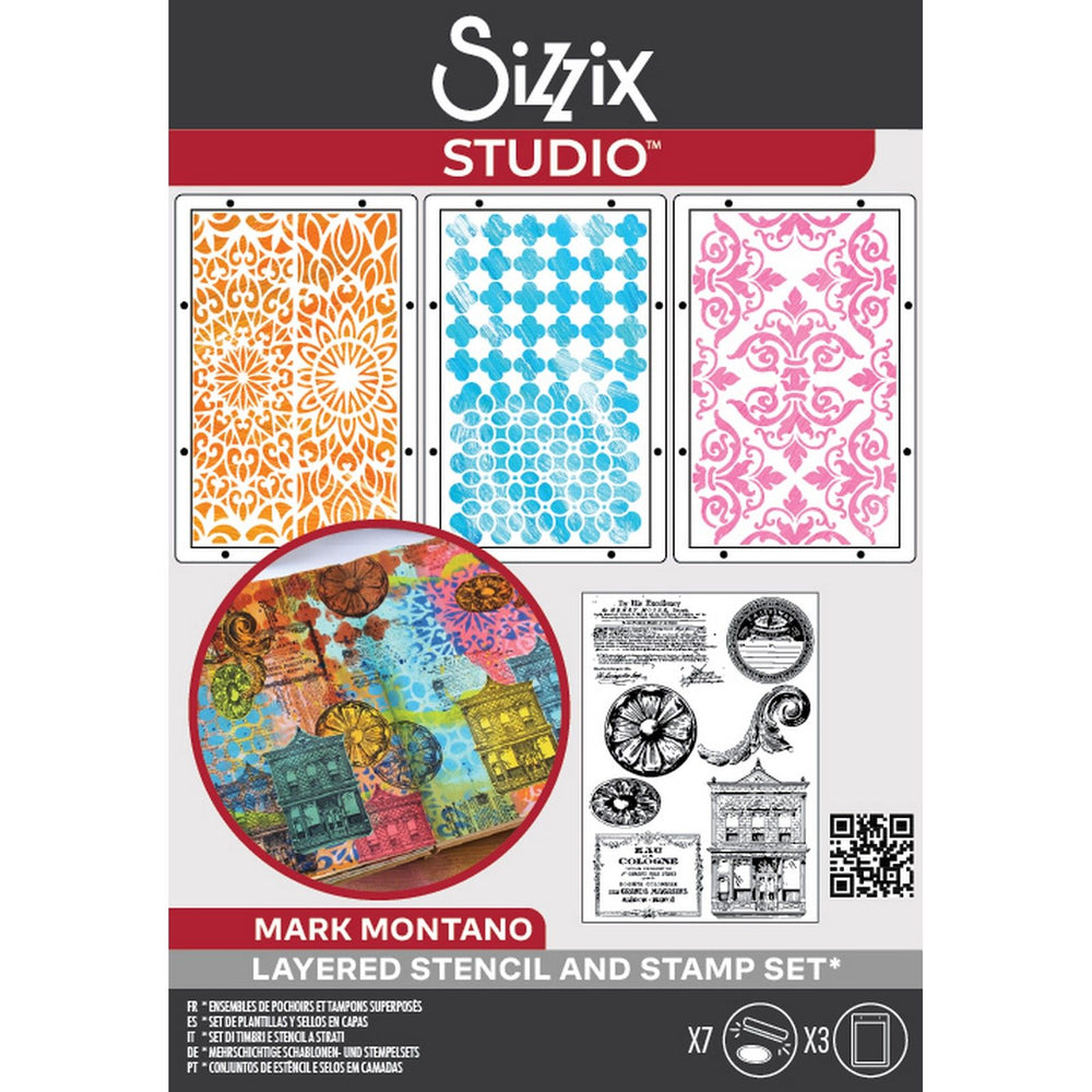 Sizzix • studio: a5 clear stamps 3pcs a5 stencils build it by mark montano