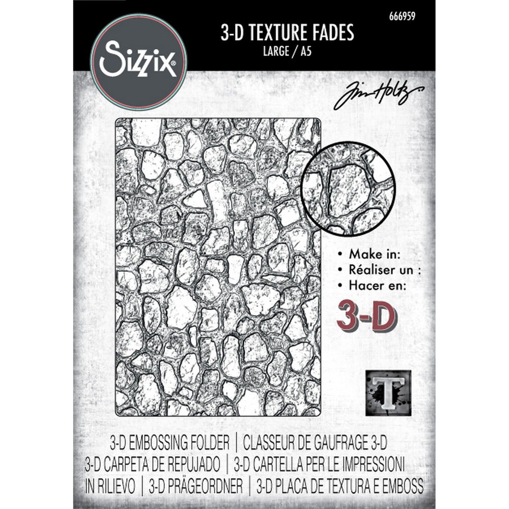 Sizzix • 3d texture fades embossing folder cobblestone large a5 by tim holtz