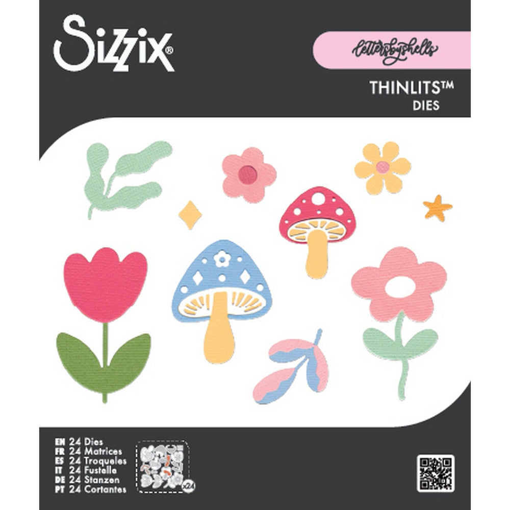 Sizzix • thinlits die set 25pcs happy florals by letters by shells