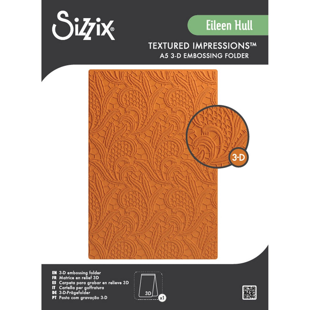 Sizzix • 3d textured impressions a5 embossing folder lacy leaves by eileen hull