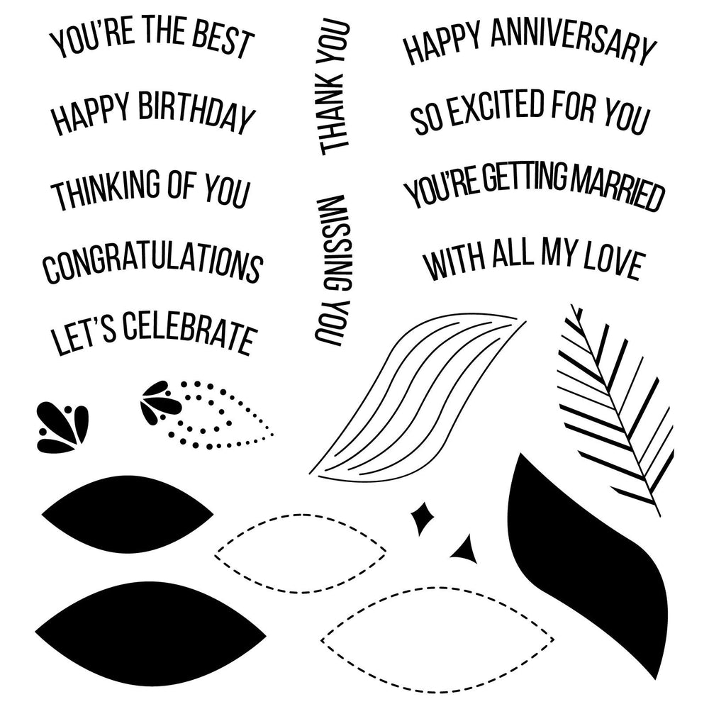 Sizzix • clear stamp set overarching sentiments by catherine pooler 22pcs