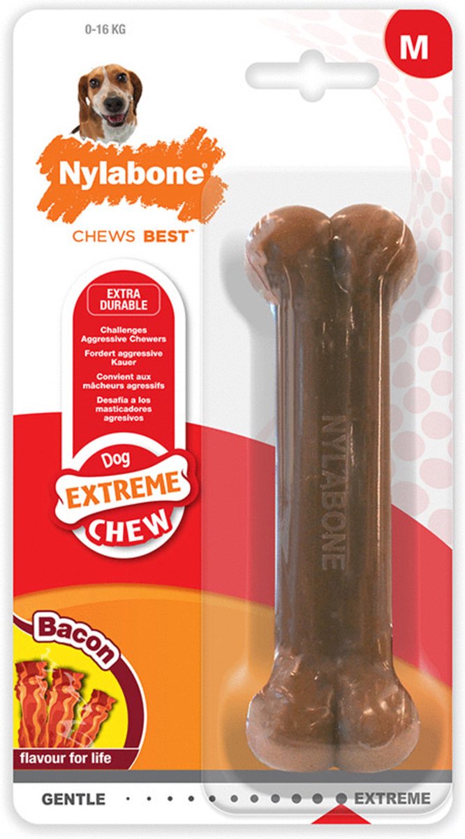 Nylabone dura kauwgom voor harde bijters baconsmaak